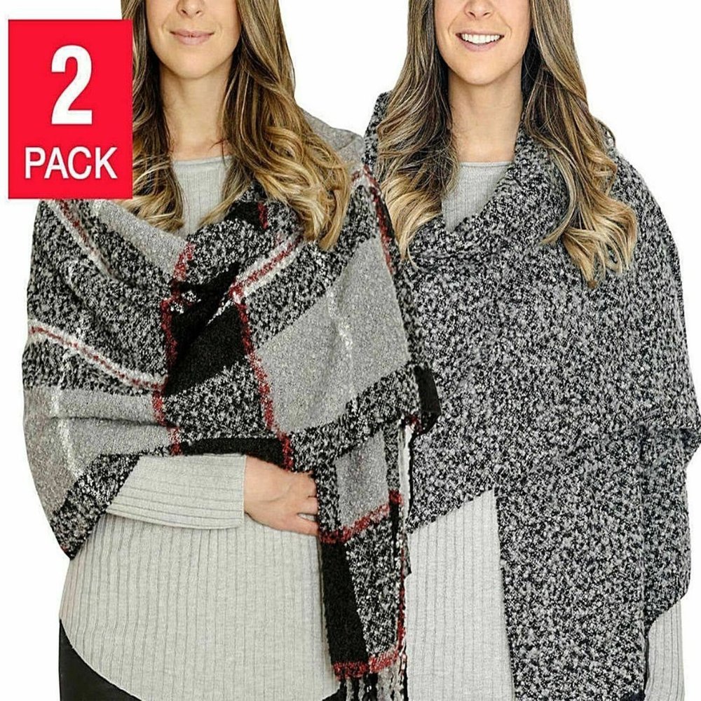 Emanuel Geraldo Ladies' Blanket Scarf, 2 Pack